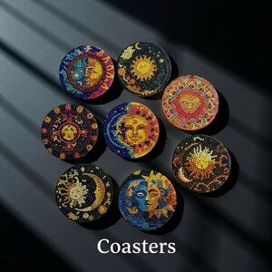 Celestial 8 Piece Diamond Art New Hand Crafted Coaster Set